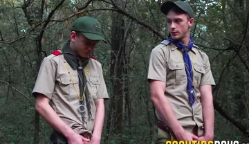 Throbbing cock scout Cole sucked off before bareback sex