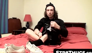 Long haired straighty's throbbing boner spraying jizz jerk off session