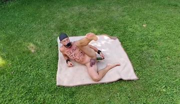 naked pathetic slave outdoor dogtail enema humiliating bodywriting cucumberfuck, cmnm
