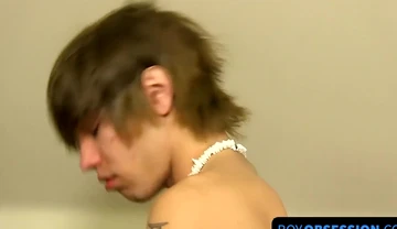 Passionate twink stuffs his ass with dildo while jerking off solo