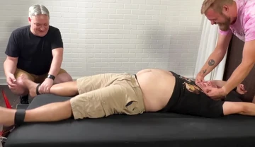 TicklishChub: Matt laughs hard while being tickled after losing a game with Achilles and Ryd