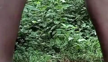 Naughty boy jerking off in the woods and shooting a load