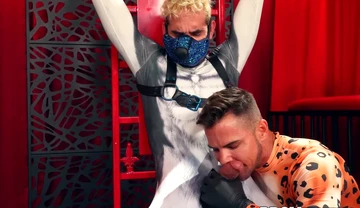 Dominant Archer Croft roughly fist the ass of submissive Zac Snow