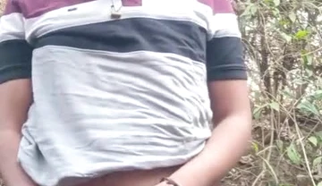 Music liquid peeing in forest alone